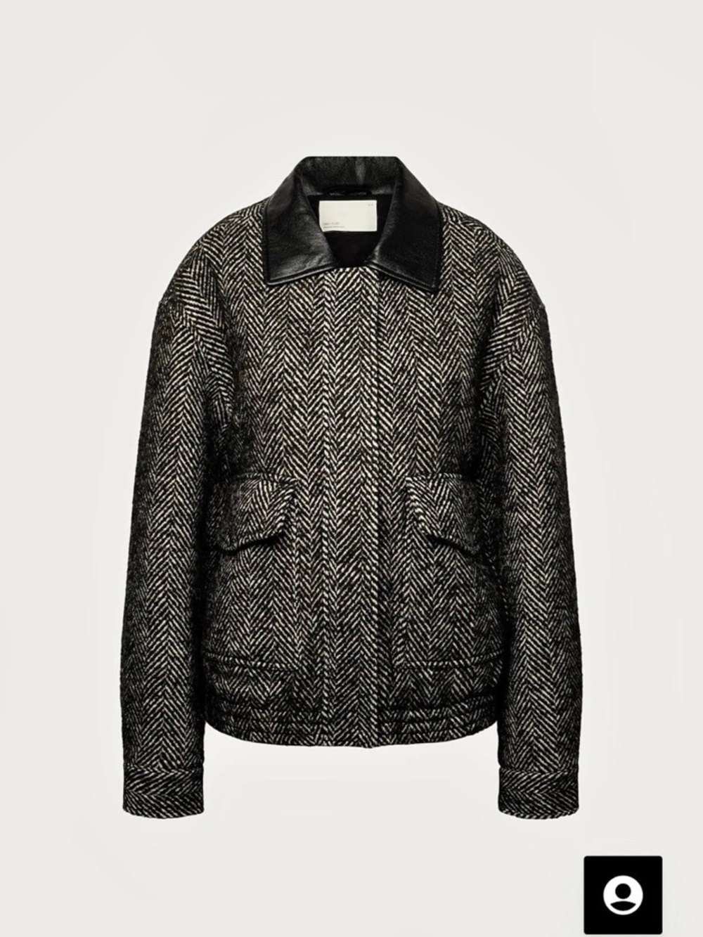 Oak+Fort Oversized Vegan Leather-Collar Wool-Blend Jacket